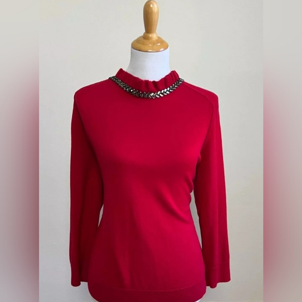 Talbots Ruffle Embellished Sweater Small - Picture 2 of 16